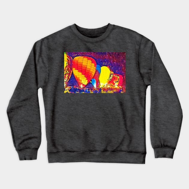 Night Hot Air Balloon Festival In Fauvism Crewneck Sweatshirt by KirtTisdale